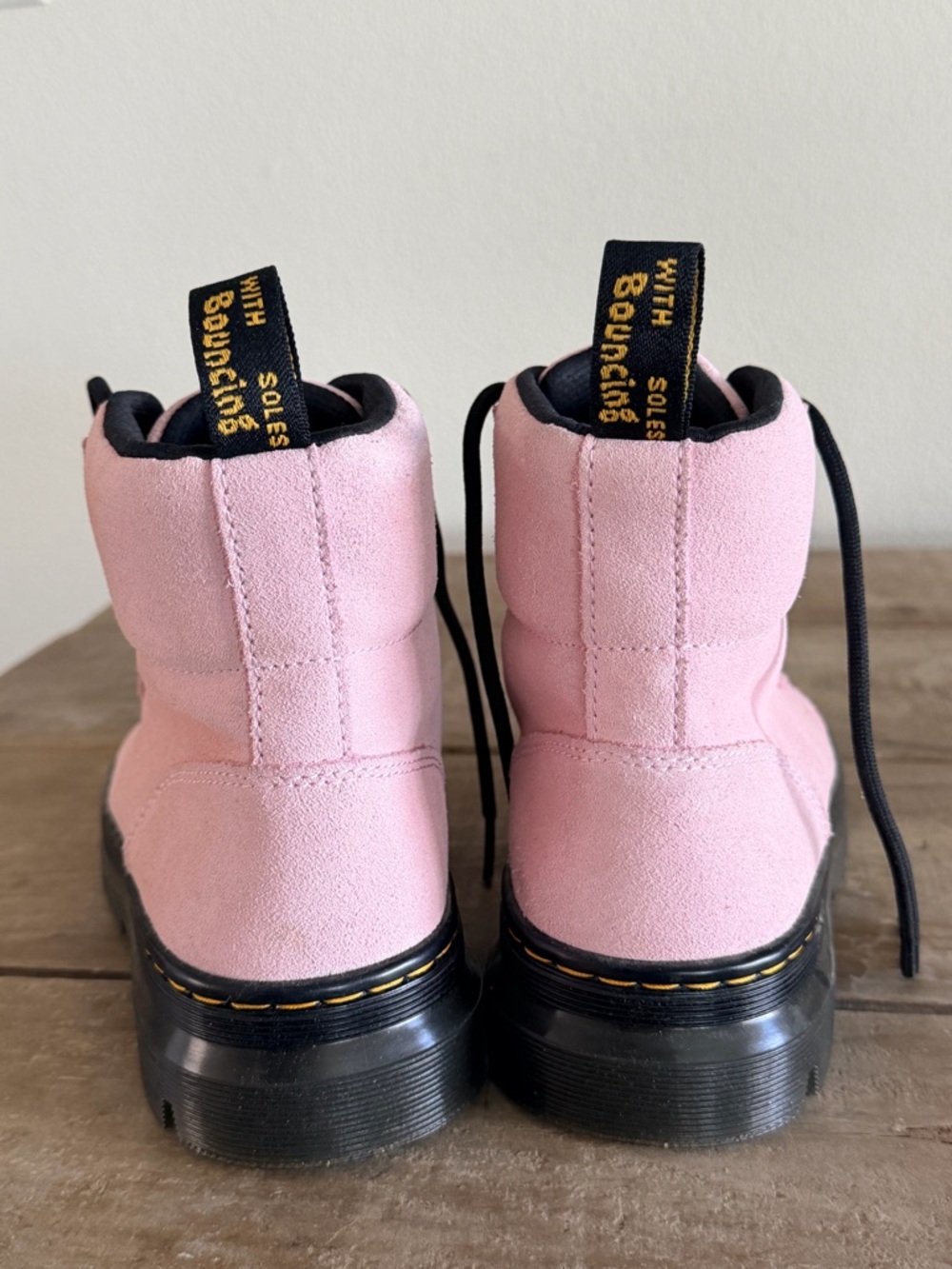 Dr. Martens Pink Suede Combat Boots - Picture 3 of 5